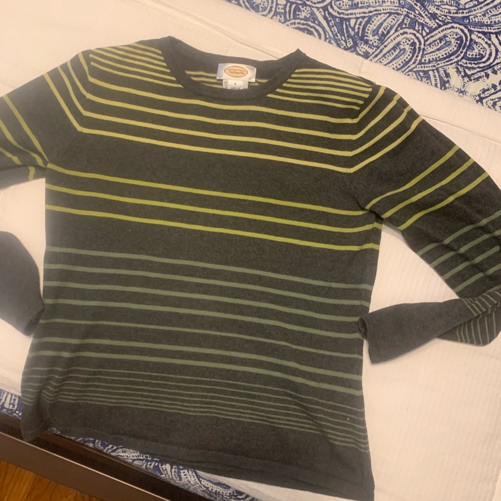 Striped cotton crew neck, touch of stretch